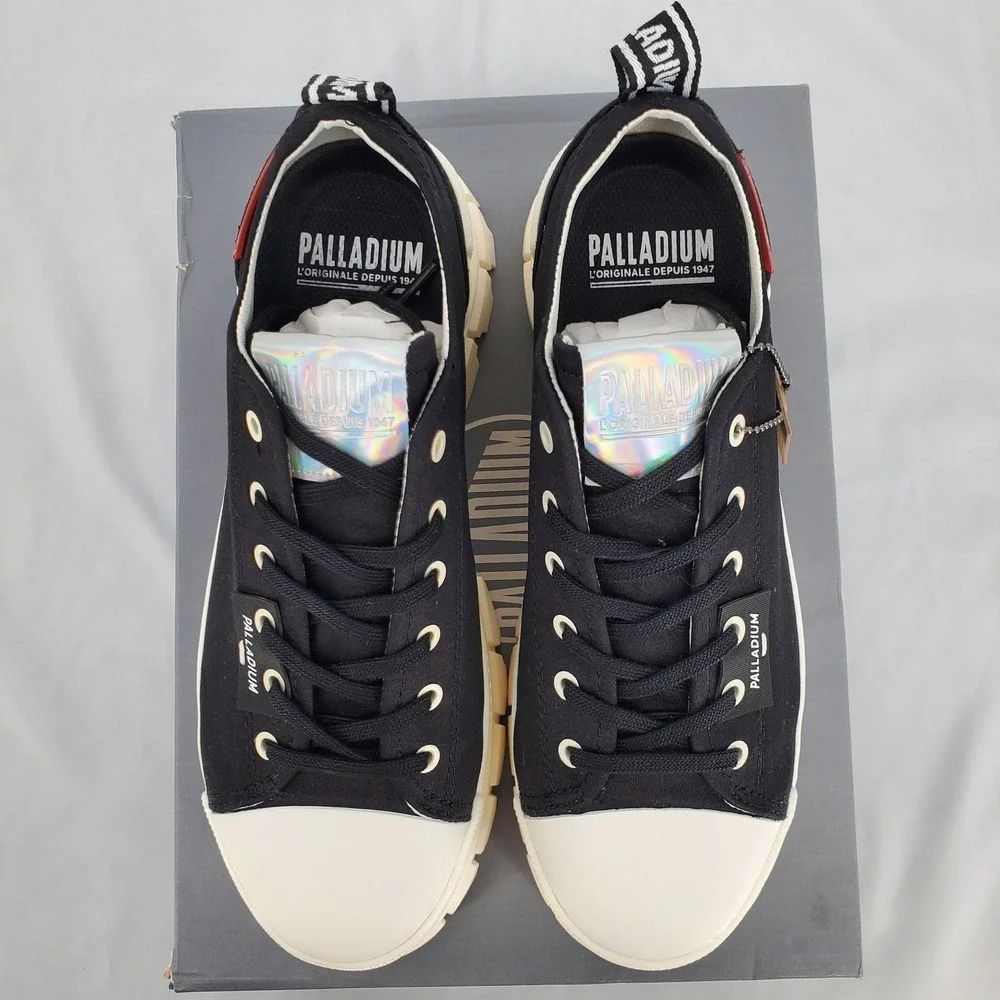 Palladium Womens 9 Revolt Lo TX Black Marshmallow Platform Shoes 97243-016-M New